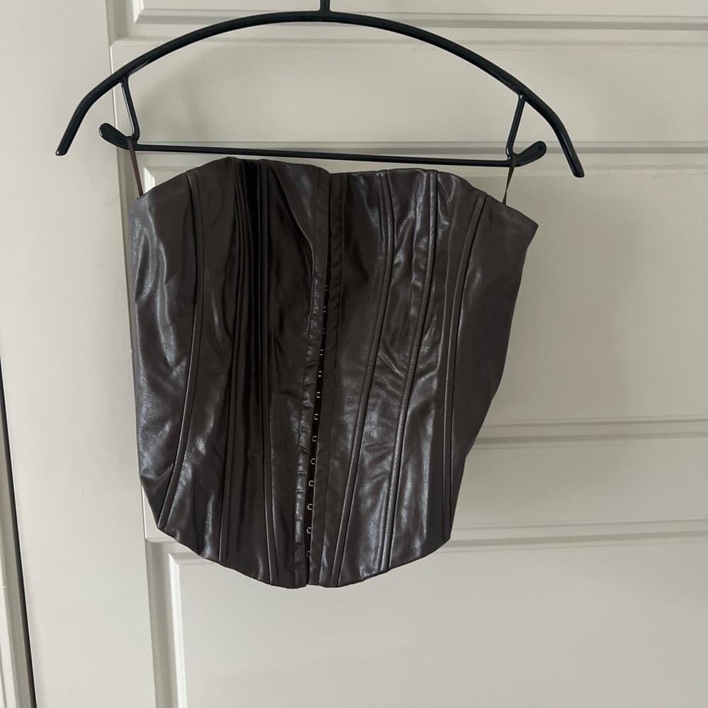 Dark Brown Strapless Corset Top